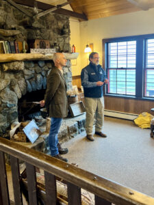 Walter Panzirer Helmsley Trustee and Stuart Leidner AK State Parks Superintendent for Mat-Su and Copper Basin Region describing the importance of this project during a Press Event earlier in August